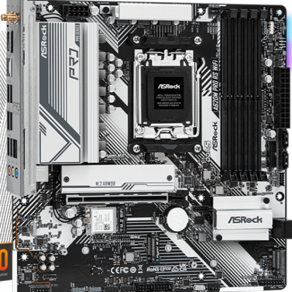 Дънна платка ASROCK A620M Pro RS WiFi, Socket AM5, mATX, 4xDDR5