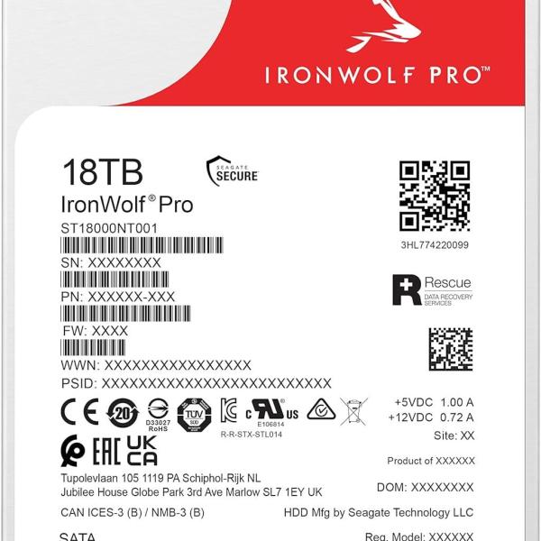 Хард диск SEAGATE IronWolf ST18000NT001, 18TB, 256MB Cache, SATA 6.0Gb/s