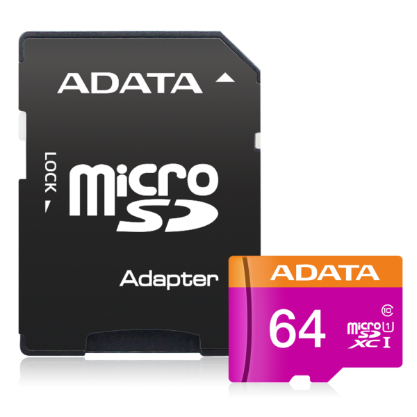 Преносима памет ADATA 64GB, MICROSD, class 10, UHS-I, с адаптер