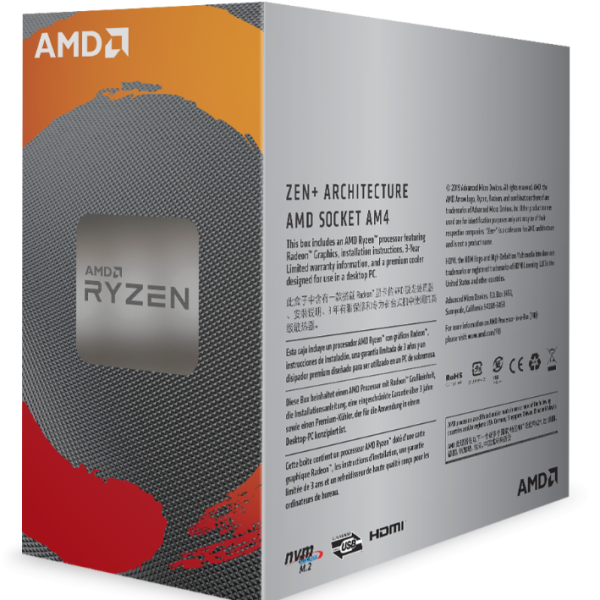 Процесор AMD RYZEN 3 3200G, 4-Core, 3.6 GHz, 6MB, 65W, AM4, BOX